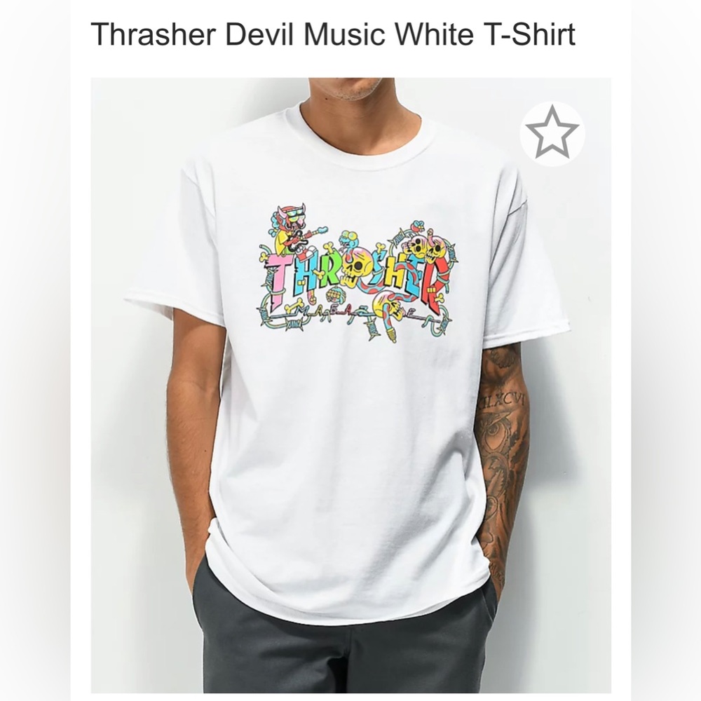 Thrasher Devil Music White T-Shirt